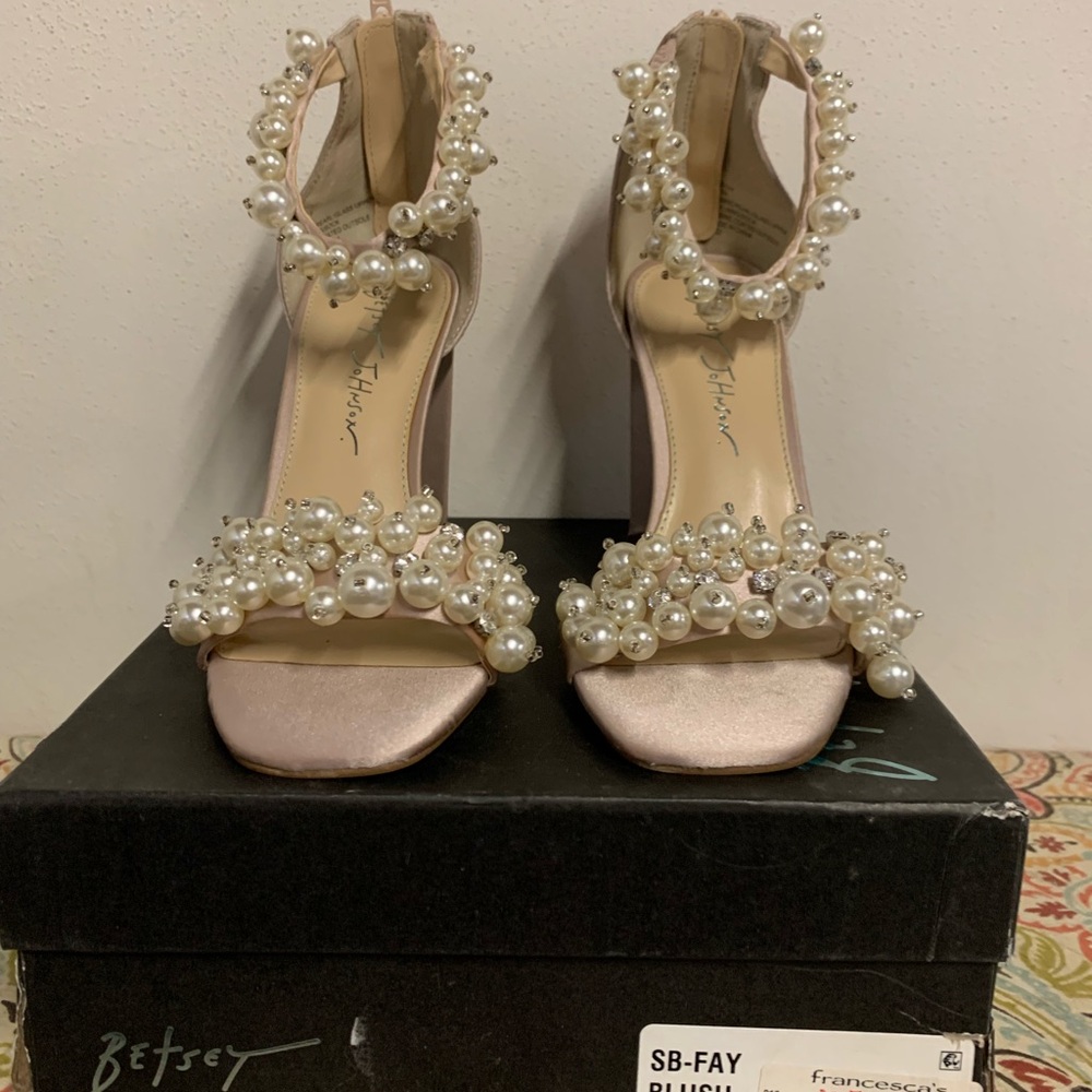 Betsey Johnson Women's Pearl Embellished Heels - Blush